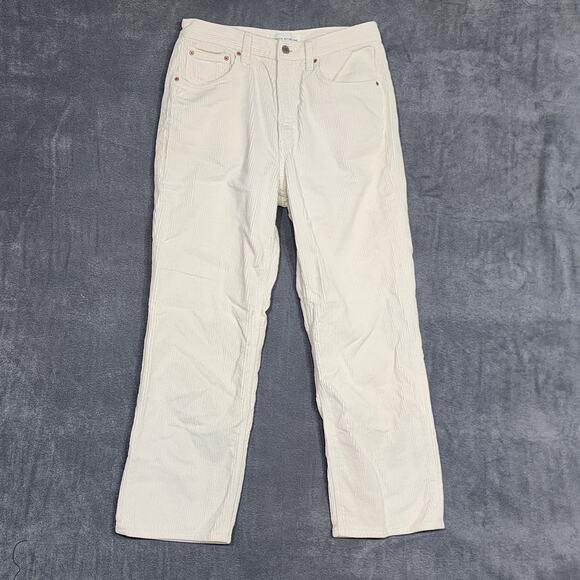 Denim Forum The Arlo High Rise Straight Courduroy Pants Ivory Size 30 - Picture 1 of 14